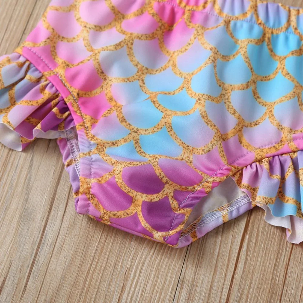 Mermaid Girls Pink Ruffle Bikini Swimsuit